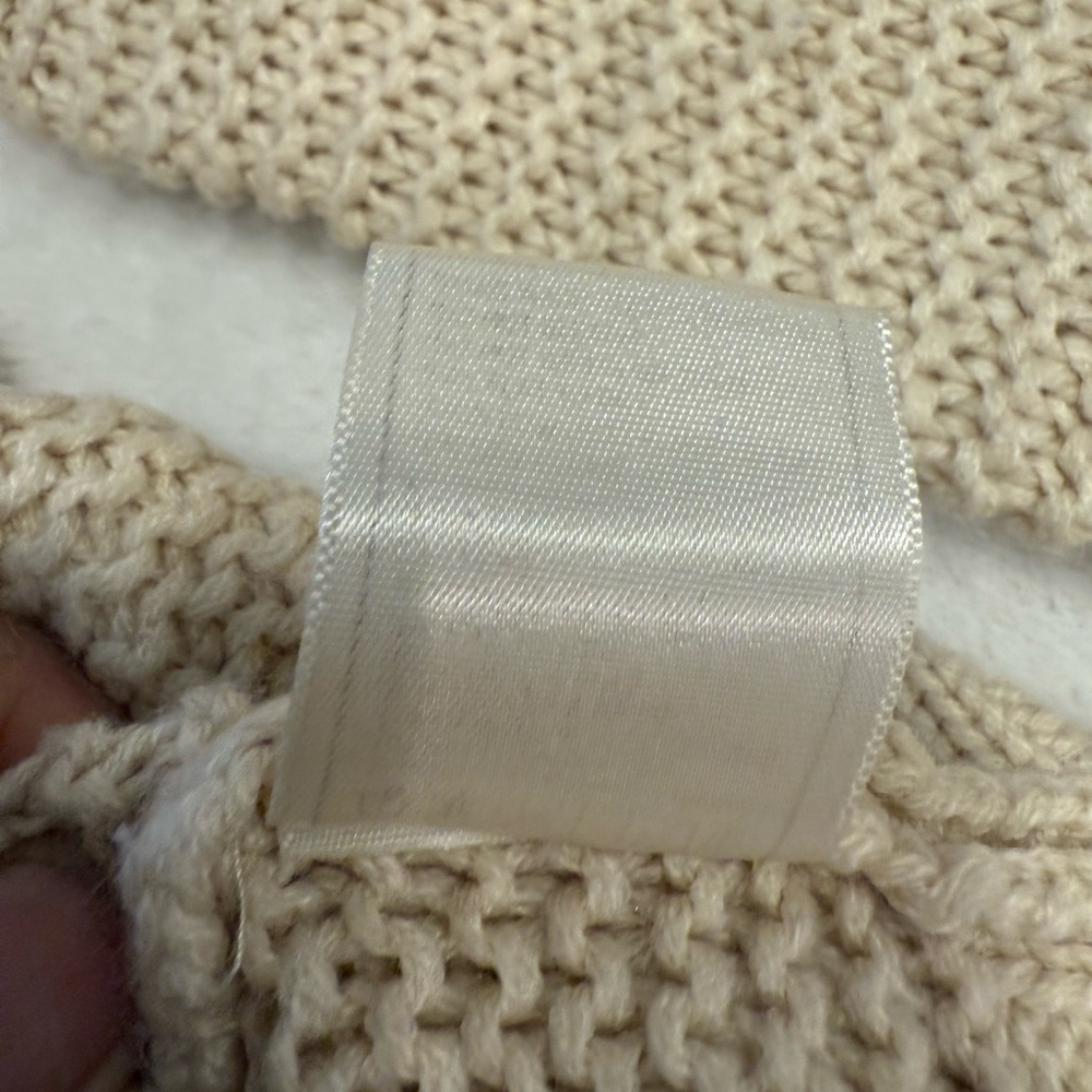 Jack by BB Dakota boho sweater cream chunky knit lace up V neck long sleeves Med - Picture 4 of 10